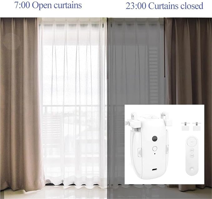 2PCS Smart Automatic Curtain Opener with Remote, Remote Controlled Electric Curtain Opener, Curtain Robot Motor for Roman Rod/I-Shaped/U-Shaped Curtain Tracks for Smart Living(B)