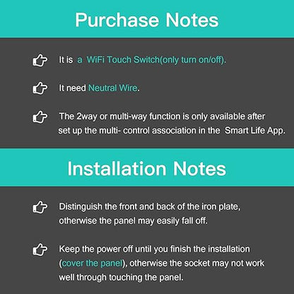 BSEED Smart Light Switch,2 Gang WiFi Touch Switch with Smart Life APP Control and Timing Function,White Single Pole Switches Work with Amazon Alexa,Google Assistant -(3 Way) Multi-Control Association