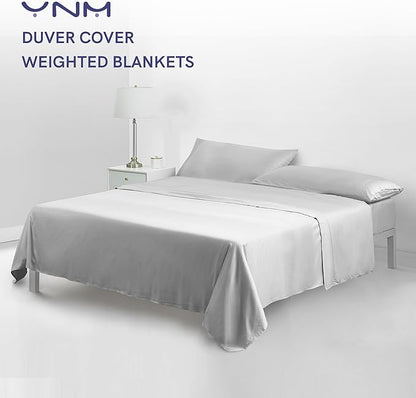 YnM Cooling Duvet Cover for Weighted Blankets (41''x60'') - Light Grey Print