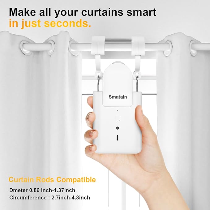 -2 Pack Automatic Curtain Opener Robot - Smart Curtains Home Device with Remote Control, Timer Switch, Voice Control, Manual Control - Remote Control Version