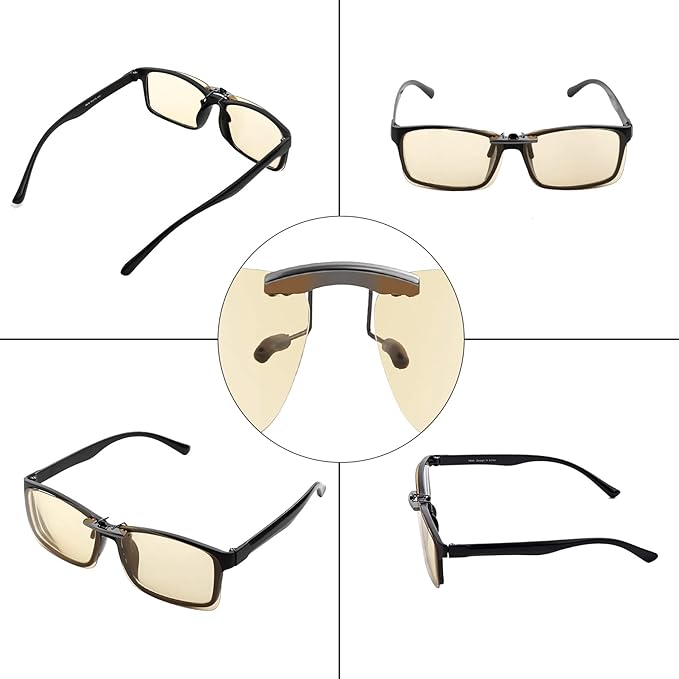 JASHIKA Clip on Blue Light Blocking Computer Gaming Glasses, Anti Blue Ray Video/TV Lenses for Men and Women,UV Blocking Anti Eye Strain Fatigue Dry Eyes Relief Unisex Reading Eyewear