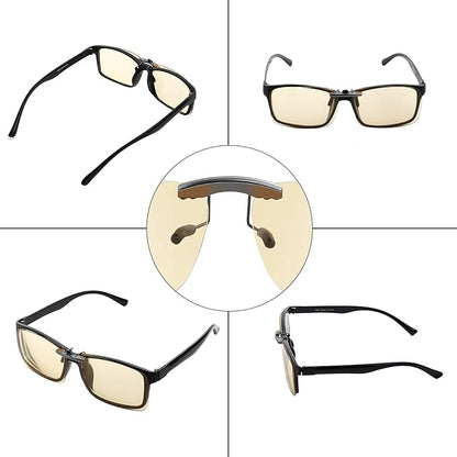 JASHIKA Clip on Blue Light Blocking Computer Gaming Glasses, Anti Blue Ray Video/TV Lenses for Men and Women,UV Blocking Anti Eye Strain Fatigue Dry Eyes Relief Unisex Reading Eyewear