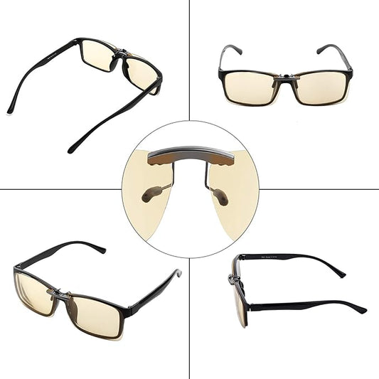 JASHIKA Clip on Blue Light Blocking Computer Gaming Glasses, Anti Blue Ray Video/TV Lenses for Men and Women,UV Blocking Anti Eye Strain Fatigue Dry Eyes Relief Unisex Reading Eyewear