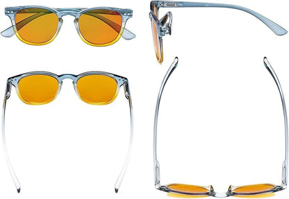 Eyekepper Ladies Blue Light Blocking Reading Glasses with Orange Tinted Filter Lens - Night Sleep Computer Readers Women - Blue-Yellow Frame +1.00