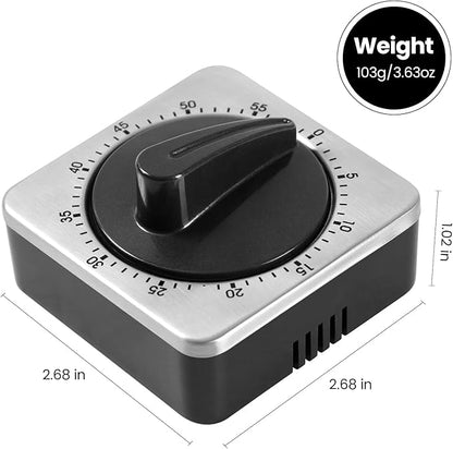 Kitchen Timers for Cooking, Chef Cooking Timer Clock with Loud Alarm,100% Mechanical Desk Timer - No Batteries Required - Magnetic Backing, Exquisite Stainless Steel Body - Countdown Reminder Magnetic