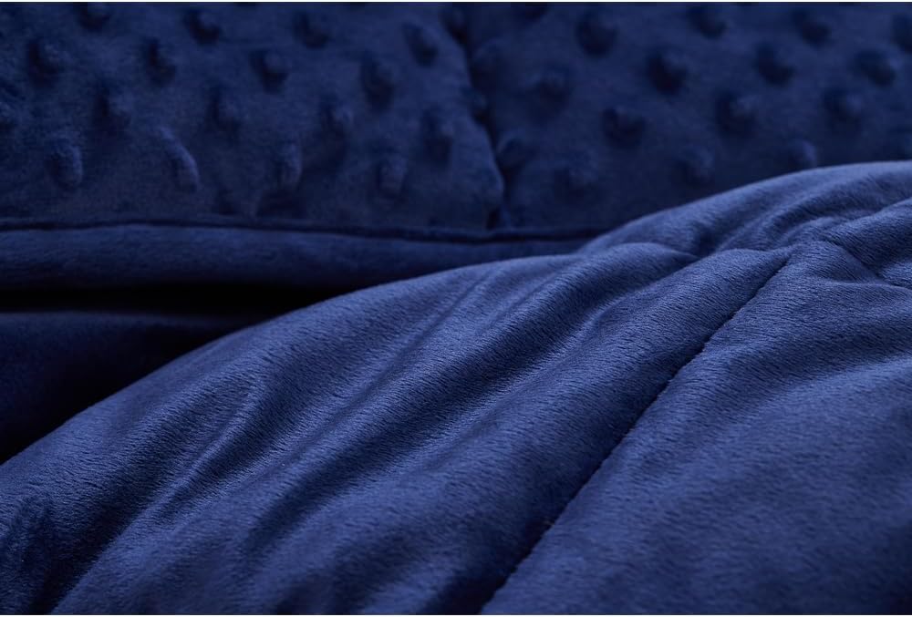 TONGDADA Minky Weighted Blanket | 40''x60'',10lbs | Cozy and Soft Minky Weighted Throw Blanket | Luxury Velvet with Premium Glass Beads | Navy Minky