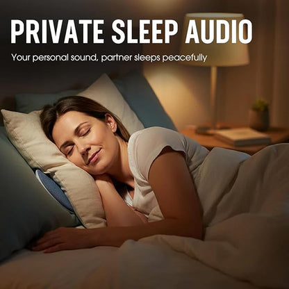 Bone Conduction Pillow Speaker, 11mm Ultra-Thin Pillow Bluetooth Speaker — Personal Audio & for Peaceful Nights, White Noise Timer Wireless Sleep Aid with Stereo Bass Private (Upgraded)