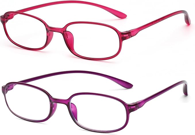 AQWANO 2 Pack Blue Light Blocking Computer Reading Glasses UV Protection Flexible TR90 Frame Lightweight Readers Glasses for Women Men +1.0