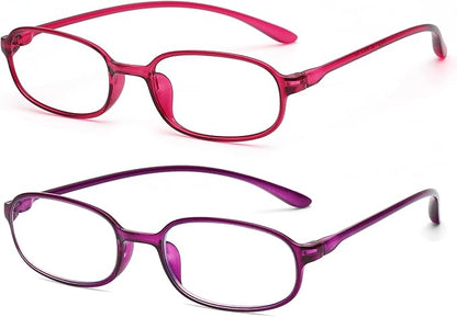 AQWANO 2 Pack Blue Light Blocking Computer Reading Glasses UV Protection Flexible TR90 Frame Lightweight Readers Glasses for Women Men +2.75