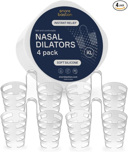 Nasal Dilators for Sleeping - 4 of X-Large ONLY (XL) Soft Silicone Nasal Cones - Nostril Opener - Nasal Expander for Breathing - Nose Vents - Anti Snoring Devices