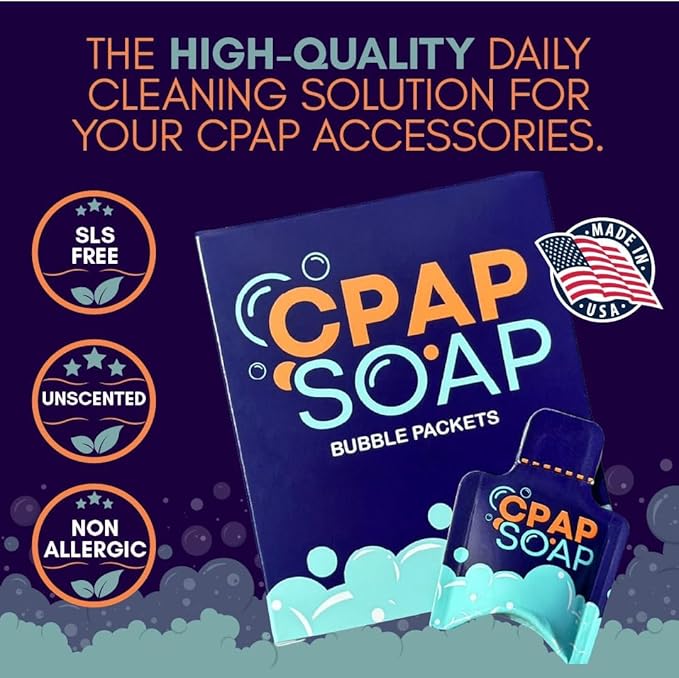 Cleaner - CPAP Soap Cleaning Kit with Disposable Pads and Gentle Detergent, Unscented Non-Alcohol Cleaning Wipes - 30 Day Supply