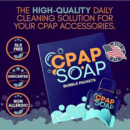Cleaner - CPAP Soap Cleaning Kit with Disposable Pads and Gentle Detergent, Unscented Non-Alcohol Cleaning Wipes - 30 Day Supply