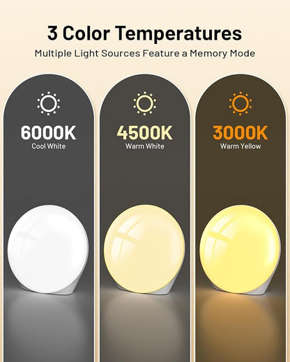 SUXIO Light Therapy Lamp - 10000 Lux Therapy Lights Lamp, 3 Timing & Mode Happy Lamp, Touch Control Sunlight Lamp with Memory Function, Portable Light Box Therapy Use As Lift Mood for Home,White