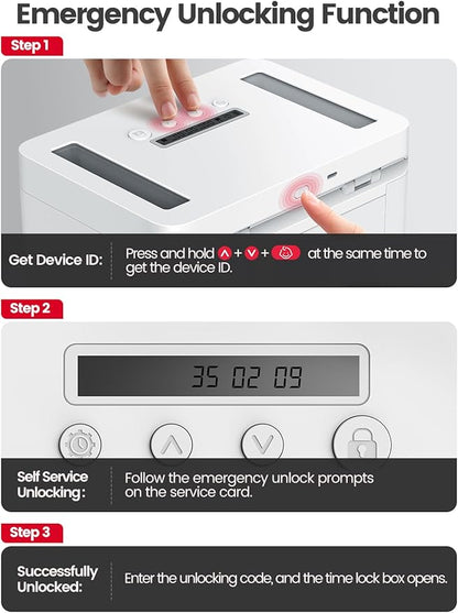 Vaydeer Metal Time Lock Box, Phone Locked box with Timer, Locking Safe Storage, Self-Control Locker with USB C Charge, Child Lock, Smart Timed Release Jail for Phone/Remote/Medicine/Snack