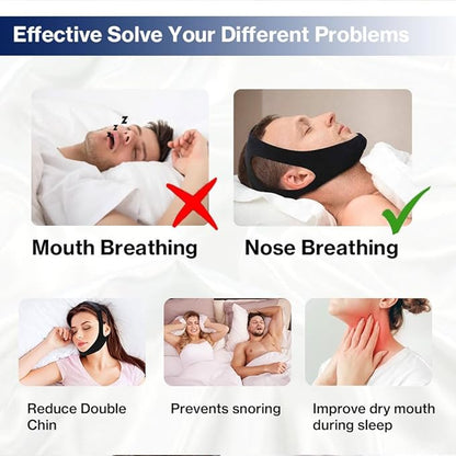 Chin Strap for Sleeping Comfortable Anti Snoring Devices Stop Snoring Solution Adjustable Anti Snoring Chin Strap for Men/Women Snore Stopper Reusable and Breathable