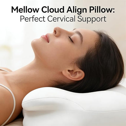 Mellow Cloud Align Pillow, Mellow Sleep Pillow, Ergonomic Memory Foam Pillows, Adjustable Cervical Neck Support Pillow, for Side Back Stomach Sleepers