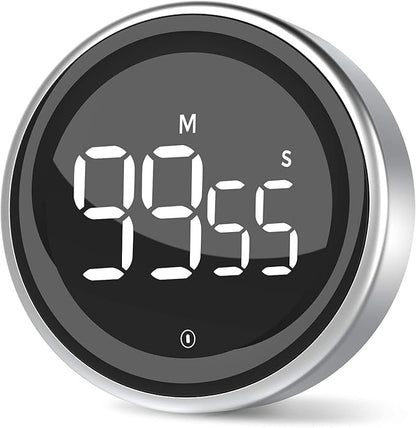 LIORQUE Digital Kitchen Timer, Magnetic Countdown Countup Timer with Large LED Display, 2 Brightness Levels, 3 Volume Levels, Productivity Timers for Classroom Cooking Fitness