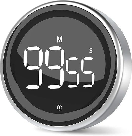 LIORQUE Digital Kitchen Timer, Magnetic Countdown Countup Timer with Large LED Display, 2 Brightness Levels, 3 Volume Levels, Productivity Timers for Classroom Cooking Fitness