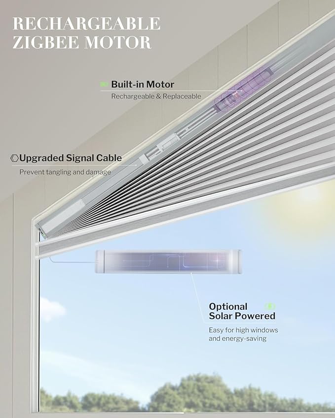 Graywind Motorized Angled Blinds Compatible with Alexa Google Smart Right Trapezoid Shades Solar Powered Customized for Odd-Shaped Window (Light Filtering White)