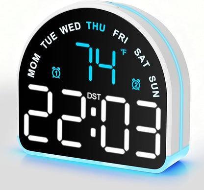 Heavy Sleeper Alarm Clock: Super Loud Alarm & Gentle Wake-Up Light for Adults, Kids, Teens | Digital Display with Time & Temperature | Adjustable Brightness & USB Charger | Compact Clock