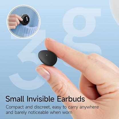 sunvito Sleep Earbuds for Side Sleepers, Mini Invisible Wireless Bluetooth 5.4 Micro Sleep Headphones, Hidden Earbuds with LED Screen for Small Ears Sleeping Working, Exercise, Hiking(Black)