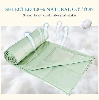 YOUR MOON Summer Lightweight Wool Comforter - Breathable & Thin Duvet Insert for Hot Sleepers, 100% Australian Wool Filling 100gsm with Pure Cotton Shell-King Size (Green)