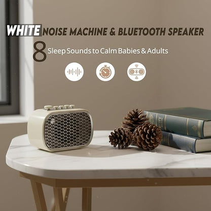 4 in 1 White Noise Machine & Gentle Bass Bluetooth Speaker, Sleep Sound Machine Portable for Baby, Adults, Travel & Office