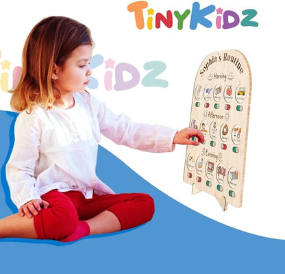 Wooden Chore Chart for Kids Visual Schedule, Routine Chart for Kids, Morning Bedtime Routine Chart for Toddlers Ages 2-4, Daily Kids Schedule Board for Home (04)