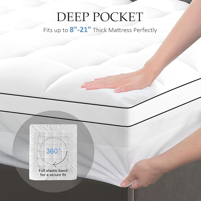 4 Inch King Mattress Topper Dual Layer,2 Inch Gel Memory Foam Plus 2 Inch Cooling Pillow Top Mattress Pad Cover for Back Pain, with 8-21 Inch Deep Pocket