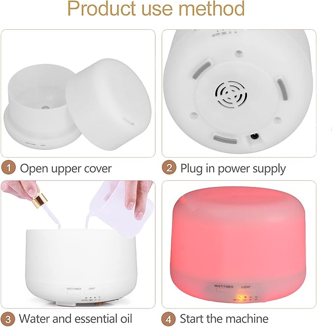 Night Light Humidifier, Diffuser with Light Practical for Professional Use for General Purpose for Home for Office for Sleep