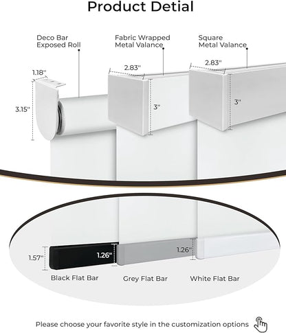 Motorized Roller Shade, 100% Blackout Electric 21-115” Width Blinds for Windows Via Hub Remote Alexa Google Home, Rechargeable Smart Automatic Customized Size（Dule Side-White）