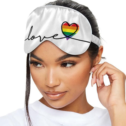 SMUG Satin Sleep Mask - Travel, Night Shift, Sleeping Eye Mask for Women & Men - Soft to Nourish Skin, & Reduce Dark Circles - Deep Dream Sleep Aid Eye Cover to Block Out Light - Pride Love