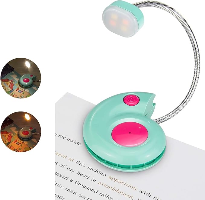 LUXSWAY Rechargeable Reading Book Light for Kids,LED Reading Light for Books in Bed,Amber Book Lights with Clip,Flexible Gooseneck,Cute Bookmark Lights for Bookworms-Blue