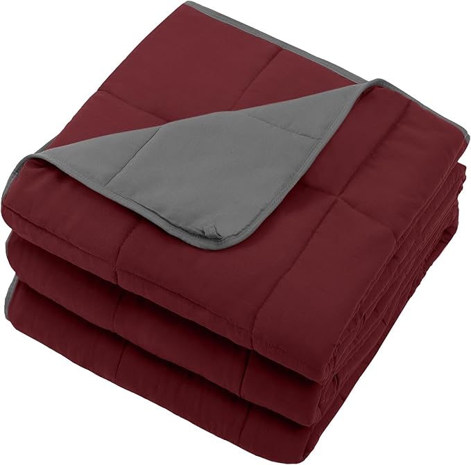 Weighted Blanket for Adults 12lbs, 60"x80", Queen Size Cooling Heavy Throw Blanket for 110-130lbs, Microfiber Soft Thick Big Blankets Weighted Comforter Gift for Sleeping, Red Grey