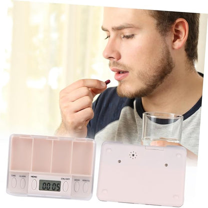 NOLITOY 2pcs Timed Reminder Pill Function Portable Electronic Medicine Organizer for Seniors Smart Compartment Storage for Daily Medication Plastic Design White