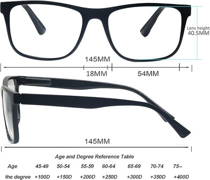 Blue Light Blocking Reading Glasses Men Large Oversized Square Readers Wide fit Cheaters for Men W/Big Head/Large Face