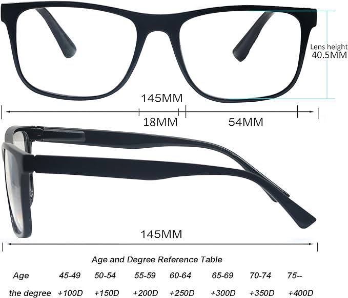 Blue Light Blocking Reading Glasses Men Large Oversized Square Readers Wide fit Cheaters for Men W/Big Head/Large Face
