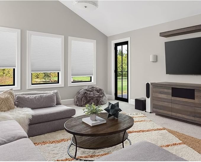 Redi Shade No Tools Easy Lift Trim-at-Home Cordless Cellular Blackout Fabric Shade White, 30" W x 64" L, (Fits windows 19"- 30")