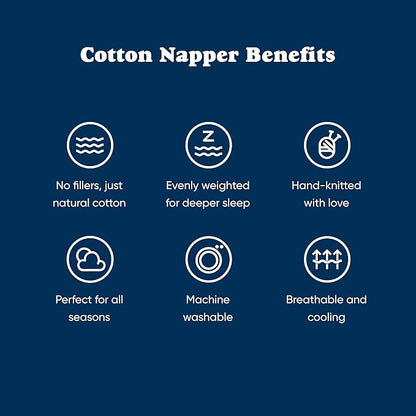 Bearaby Cotton Hand-Knit Weighted Blankets for Adults - Chunky Knit Blanket - Sustainable, Breathable, Organic, Cooling Weighted Blanket - Machine Washable (Midnight Blue, 10 lbs, 40"x64")