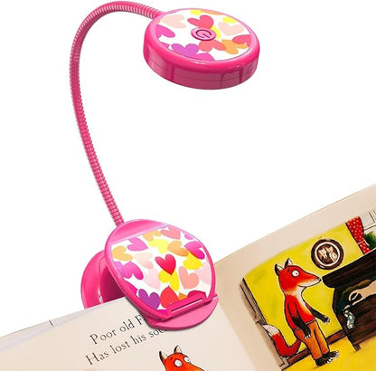 Vekkia Cute Rechargeable Book Light, Eye-Care Clip on Lights for Reading in Bed, 3 Colors & 3 Brightness, 1.8oz Lightweight, Up to 40 Hours Useage, Great Gifts for Kids & Readers (Rose Red)