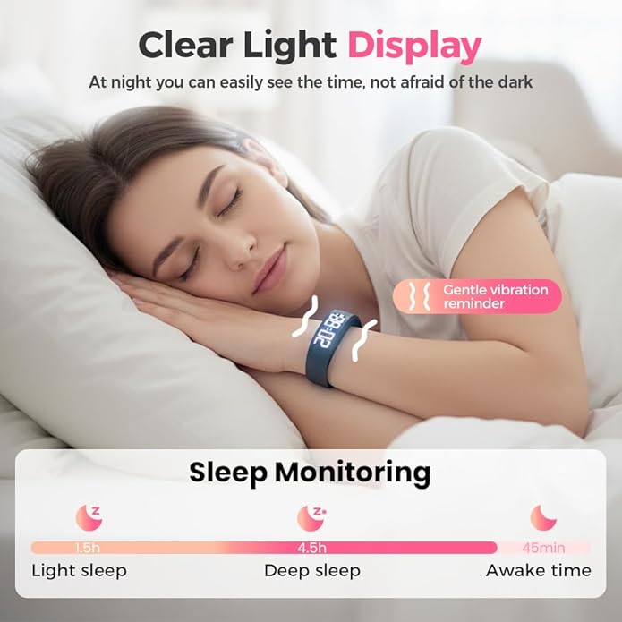 Vibrating Alarm Clock Watch, 2026 New Wristband, Rechargeable Silent Alarm for Deep Sleepers, LED Display Vibrating Alarm Watch for Elderly (Black)