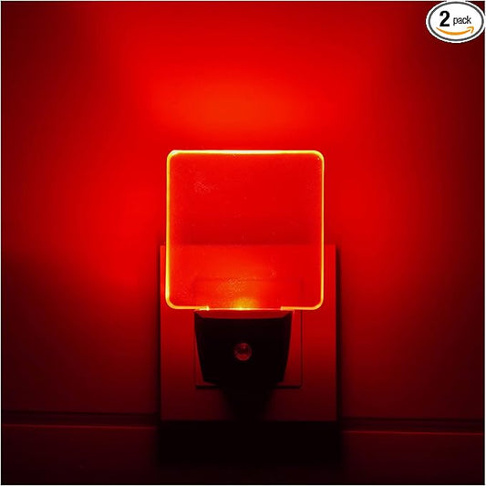 2 Pack 0.5W Plug in LED Night Light with Dusk to Dawn Sensor Red