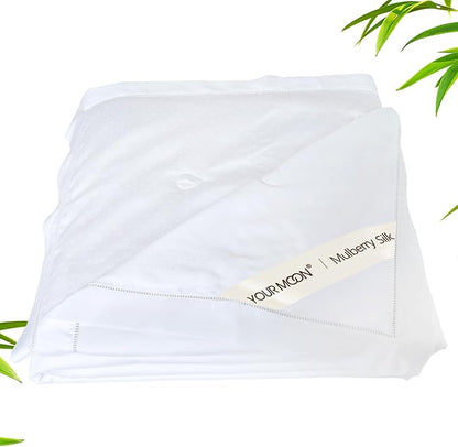 YOUR MOON Luxurious Summer/Spring Lightweight Mulberry Silk Comforter Twin Size,100% Natural Long Strand Silk Fill Duvet, Luxury Bedding, Cooling Rayon Derived from Bamboo Shell (White)