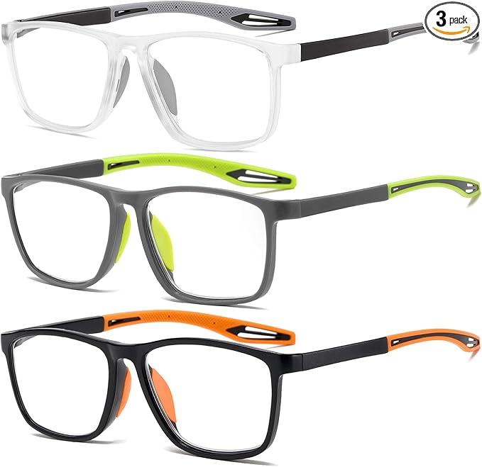 Reading Glasses for Men Sporty Design TR90 Blue Light Blocking Reader Comfortable and Flexible Lightweight +1.0