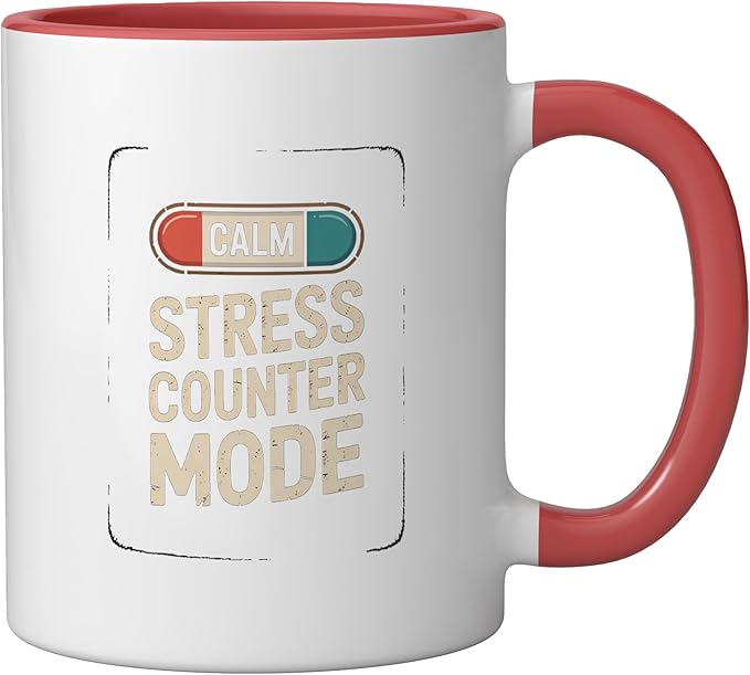 Relaxation Breathing Vagus Nerve Stimulation Stress Relief Ceramic Mug, Red/White