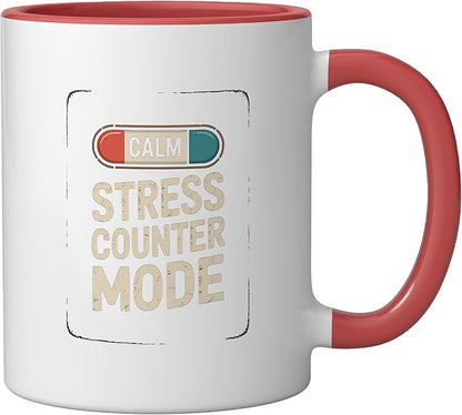 Relaxation Breathing Vagus Nerve Stimulation Stress Relief Ceramic Mug, Red/White