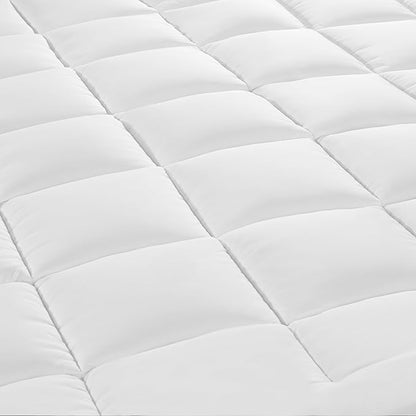 Serta Memory Flex Soft Full Mattress Topper, 2" Pillow Top Mattress Pad, Cushioning Stain Resistant Mattress Protector with 15" Pocket for Secure Fit, Machine Washable, White