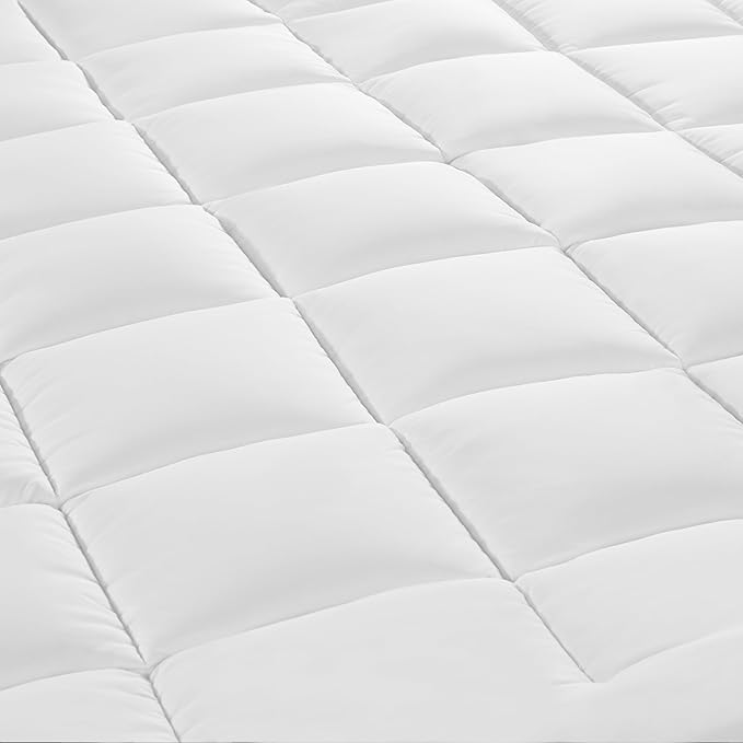 Serta Memory Flex Soft Queen Mattress Topper, 2" Pillow Top Mattress Pad, Cushioning Stain Resistant Mattress Protector with 15" Pocket for Secure Fit, Machine Washable, White