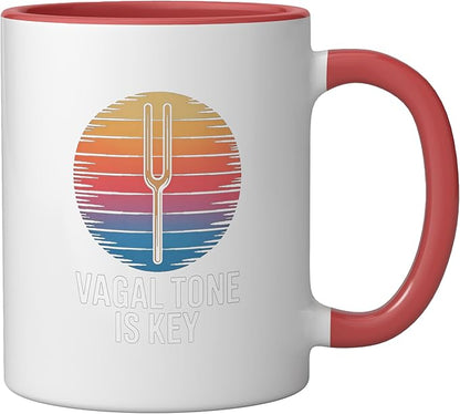 Relaxation Breathing Stress Vagus Nerve Stimulation Anatomy Ceramic Mug, Red/White