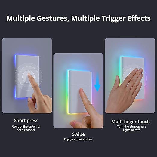 SONOFF Smart Light Switch, 2.4GHz WiFi Interruptor Inteligente, Neutral Wire Required, Voice Control with Alexa and Google Home, Touch Button, Wall Mounting, T5 2 Gang 1 Way